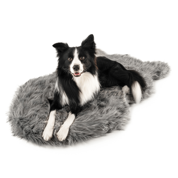 PupRug by Paw.com? Faux Fur Orthopedic Dog Bed - Curve Charcoal Grey - Image 3