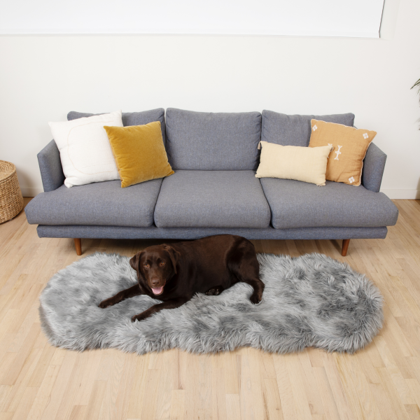 PupRug? Runner Faux Fur Memory Foam Dog Bed - Charcoal Grey - Image 4