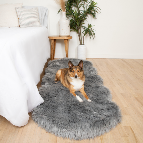 PupRug? Runner Faux Fur Memory Foam Dog Bed - Charcoal Grey - Image 3