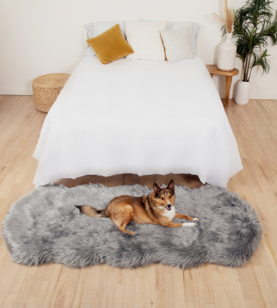 PupRug? Runner Faux Fur Memory Foam Dog Bed - Charcoal Grey