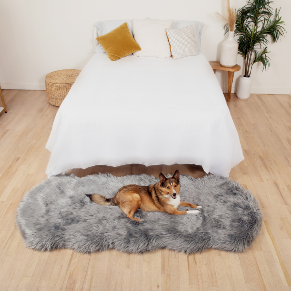 PupRug? Runner Faux Fur Memory Foam Dog Bed - Charcoal Grey