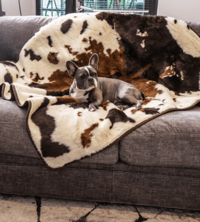 PupProtector? Waterproof Throw Blanket - Brown Faux Cowhide