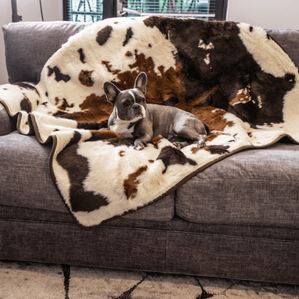 PupProtector? Waterproof Throw Blanket - Brown Faux Cowhide