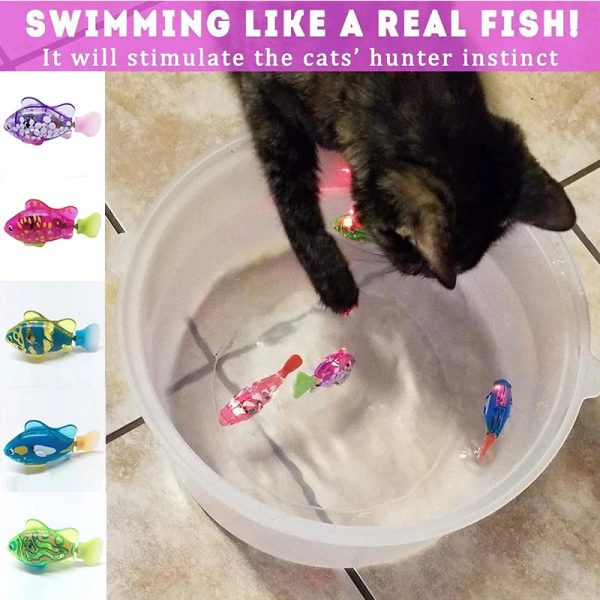 Cat Interactive Electric Fish Toy. Swimming Robot Fish Toy Led Light for Cat and Dog - Image 2