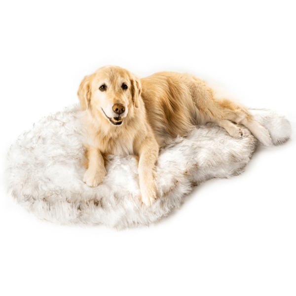 PupRug by Paw.com? Faux Fur Orthopedic Dog Bed - Curve White with Brown Accents - Image 5