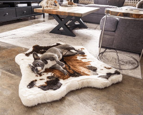 PupRug? Animal Print Memory Foam Dog Bed - Brown Faux Cowhide - Image 2