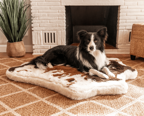 PupRug? Animal Print Memory Foam Dog Bed - Brown Faux Cowhide - Image 11