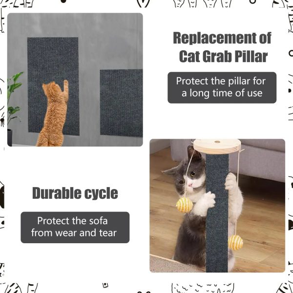Cat Scratching Mat Cat Carpet with Self-Adhesive Trimmable Cat Scratching Post Carpet, Cat Scratch Furniture Protector - Image 5