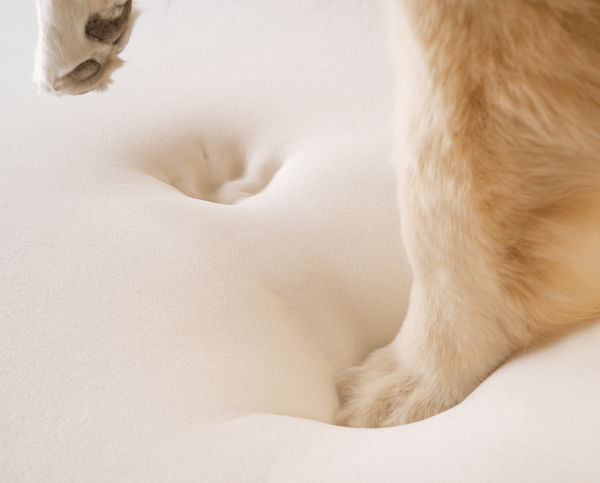 PupRug by Paw.com? Faux Fur Orthopedic Dog Bed - Curve White with Brown Accents - Image 7