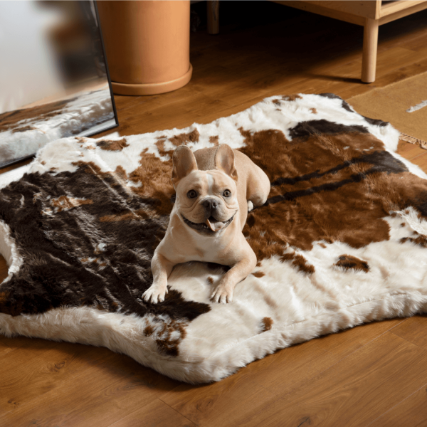 PupRug? Animal Print Memory Foam Dog Bed - Brown Faux Cowhide - Image 3