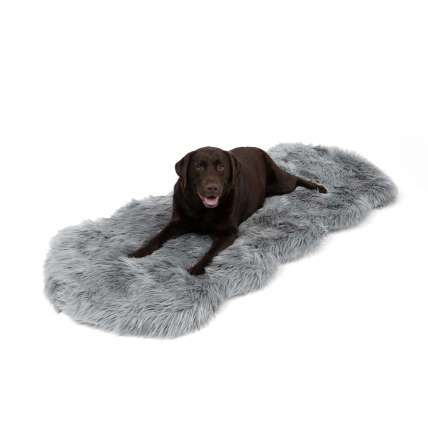 PupRug? Runner Faux Fur Memory Foam Dog Bed - Charcoal Grey - Image 5