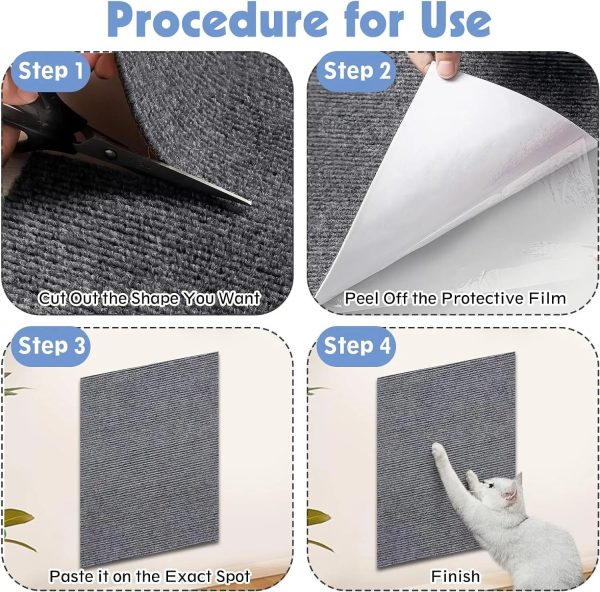 Cat Scratching Mat Cat Carpet with Self-Adhesive Trimmable Cat Scratching Post Carpet, Cat Scratch Furniture Protector - Image 4