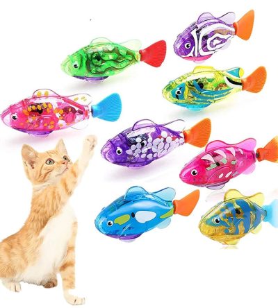 Cat Interactive Electric Fish Toy. Swimming Robot Fish Toy Led Light for Cat and Dog