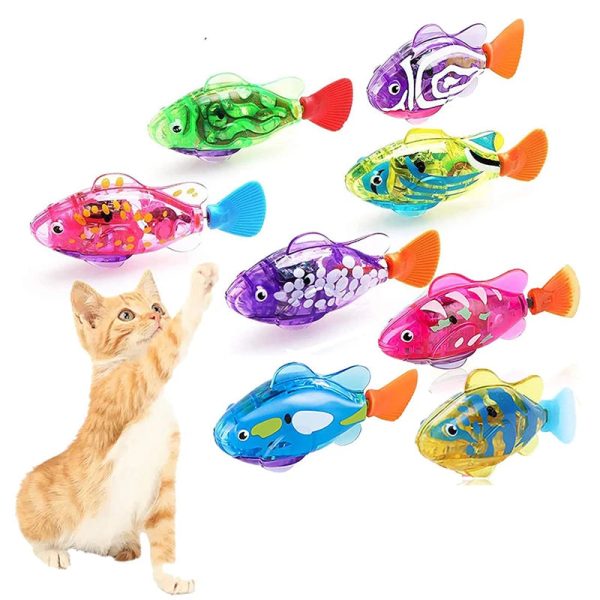 Cat Interactive Electric Fish Toy. Swimming Robot Fish Toy Led Light for Cat and Dog